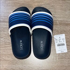 J. Crew Blue and White Slide Sandals. Size 9C